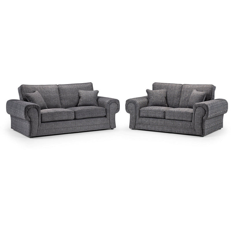 Wilcot Grey Soft Textured 2 & 3 Seater Sofa Set