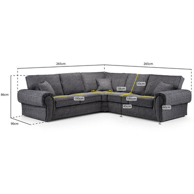 Wilcot Grey Soft Textured Large Corner Sofa