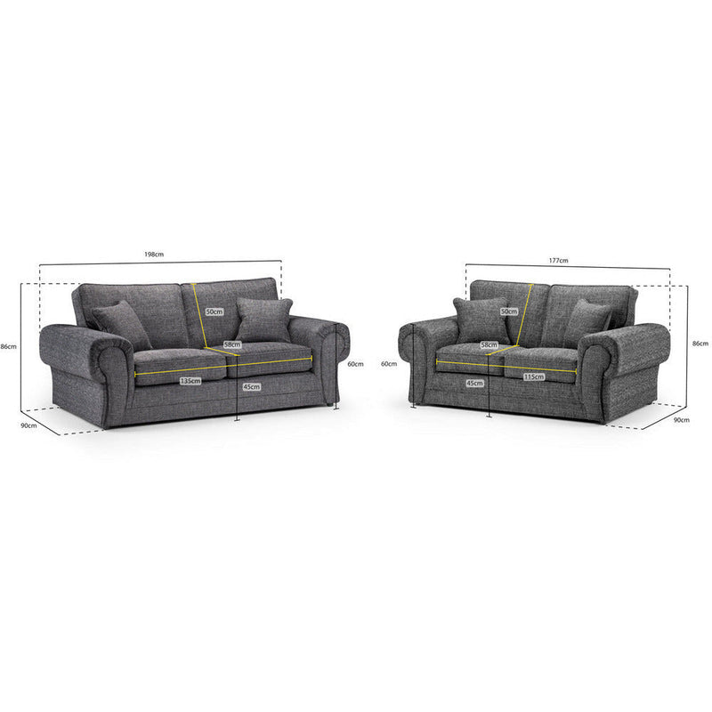 Wilcot Grey Soft Textured 2 & 3 Seater Sofa Set