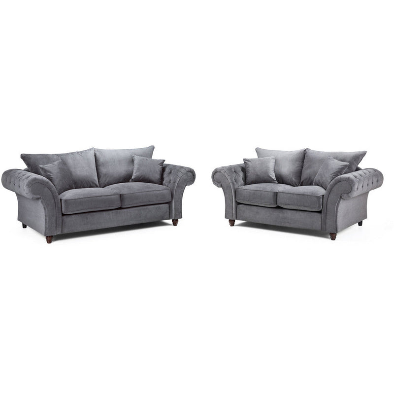 Windsor Soft Textured Grey 2 & 3 Seater Sofa Set