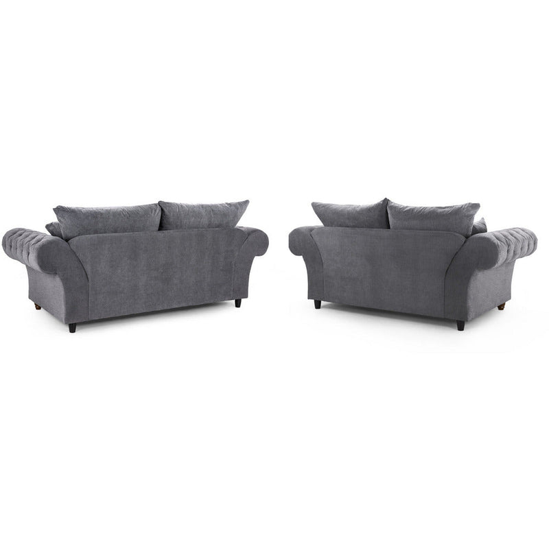 Windsor Soft Textured Grey 2 & 3 Seater Sofa Set