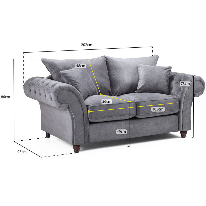 Windsor Soft Textured Grey 2 Seater Sofa