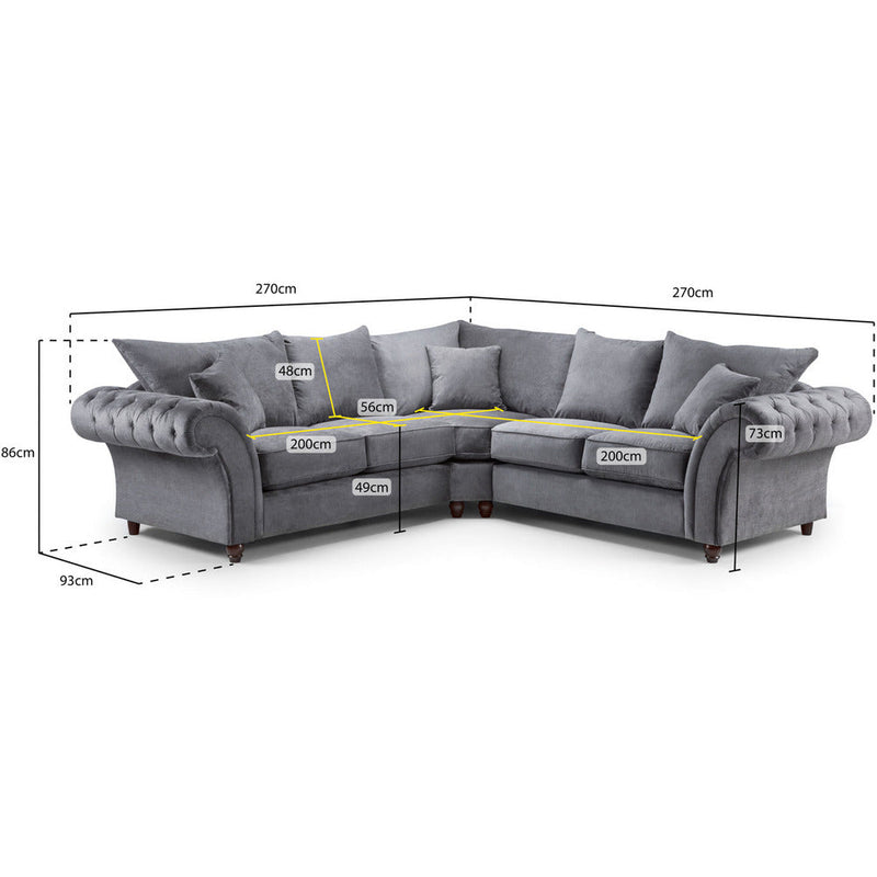 Windsor Soft Textured Grey Large Corner Sofa