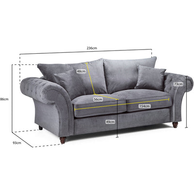 Windsor Soft Textured Grey 3 Seater Sofa