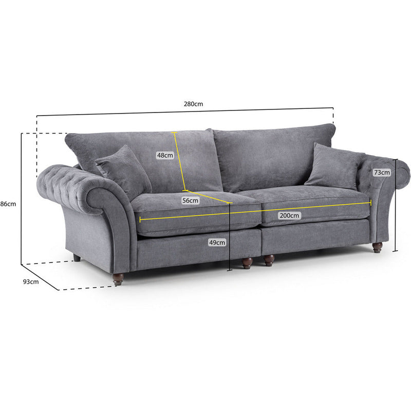 Windsor Soft Textured Grey 4 Seater Sofa