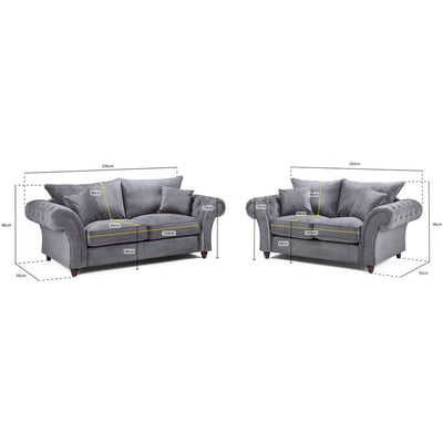 Windsor Soft Textured Grey 2 & 3 Seater Sofa Set