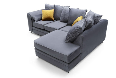 Chicago Velvet Corner Sofa - Silver Blue