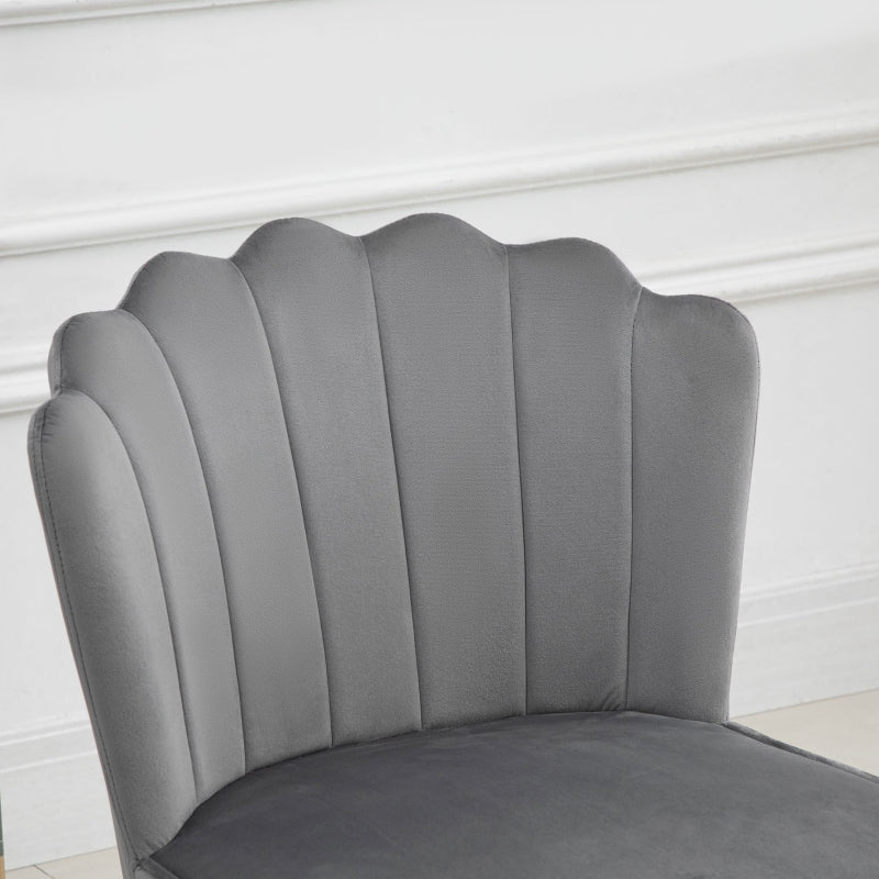 Velvet-Feel Shell Luxe Accent Chair, Grey