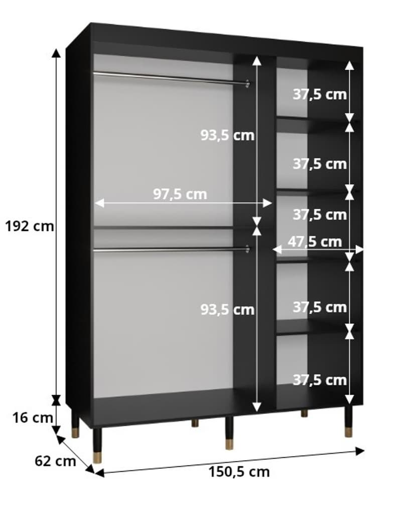 Monaco II Sliding Door Wardrobe 150cm