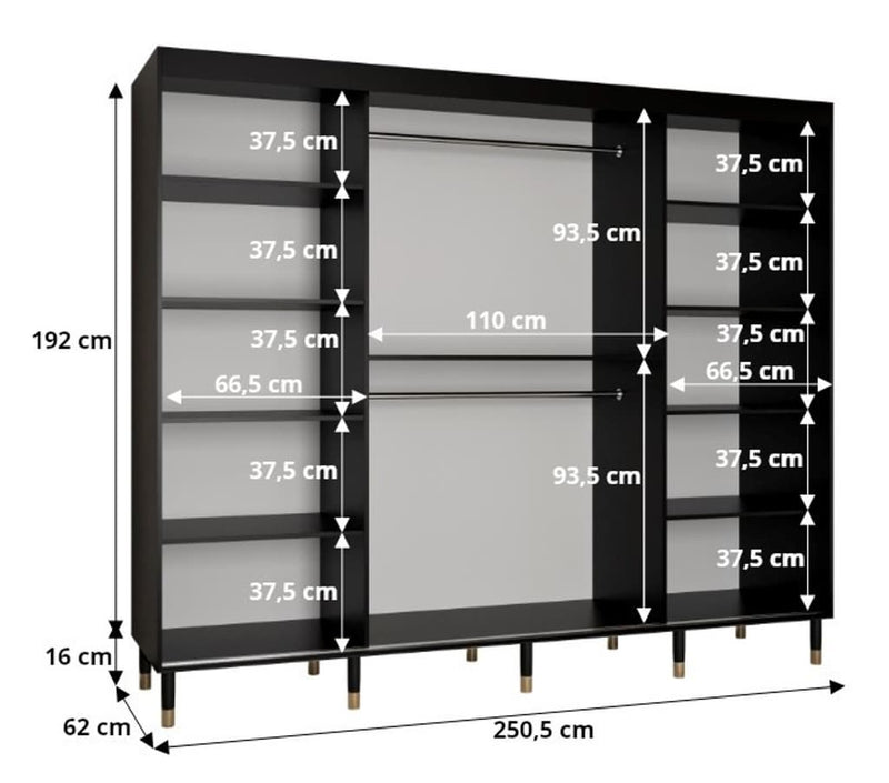 Bergen Sliding Door Wardrobe 250cm