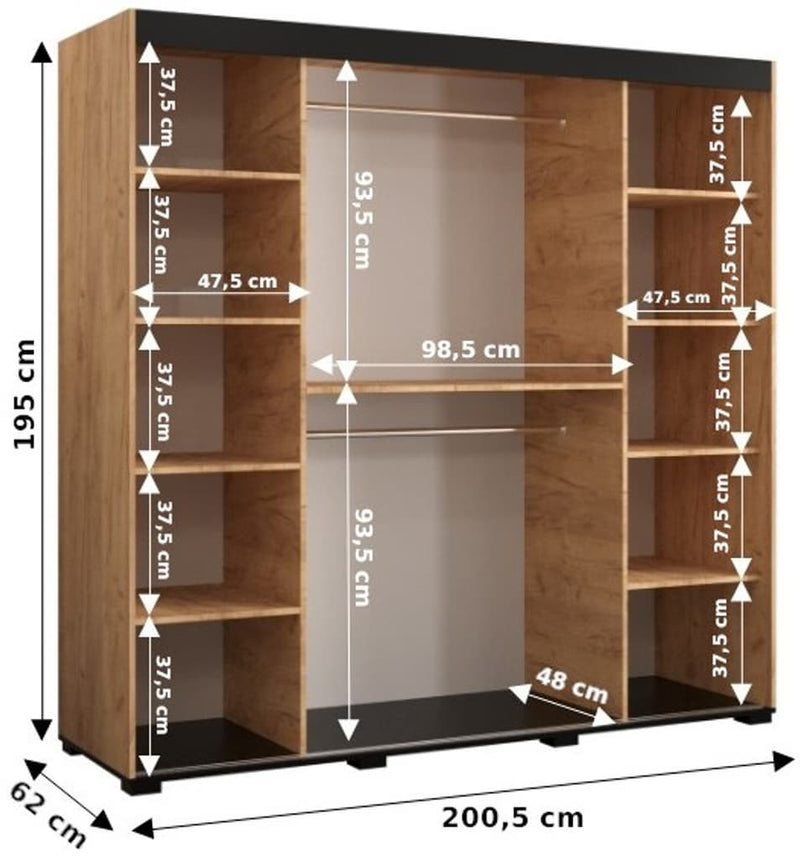 Bergamo T1 Sliding Door Wardrobe 200cm