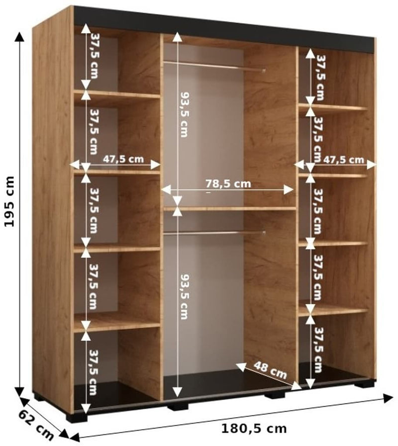 Bergamo T3 Sliding Door Wardrobe 180cm