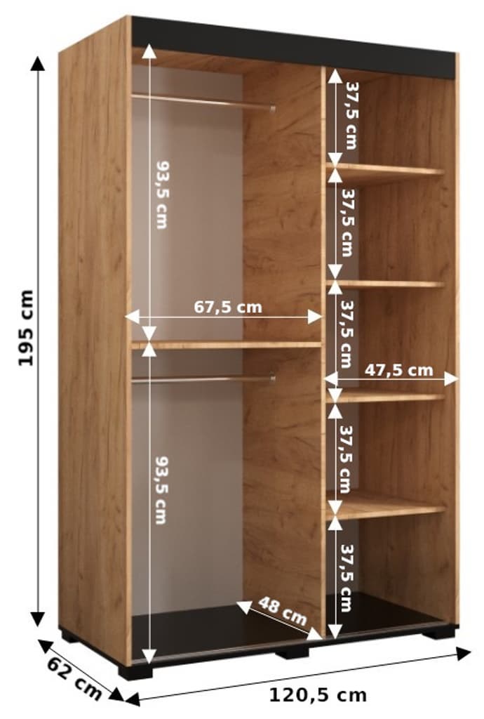 Bergamo T3 Sliding Door Wardrobe 120cm