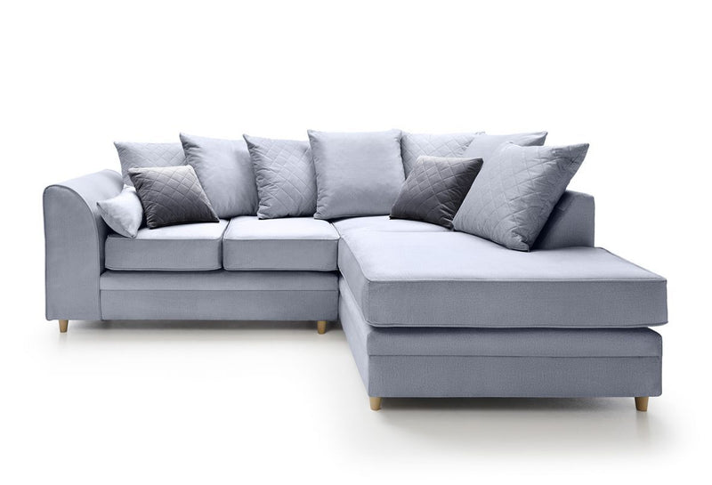 Chic Velvet Corner Sofa - Light Grey