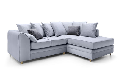 Chicago Velvet Corner Sofa - Silver Blue