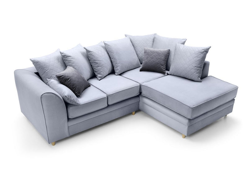 Chic Velvet Corner Sofa - Light Grey