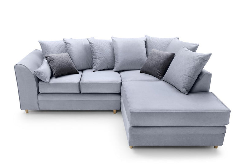 Chic Velvet Corner Sofa - Light Grey