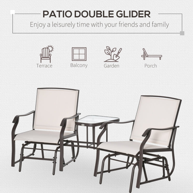 Garden Double Glider Rocking Chairs - Beige