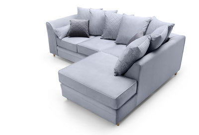 Chicago Velvet Corner Sofa - Silver Blue