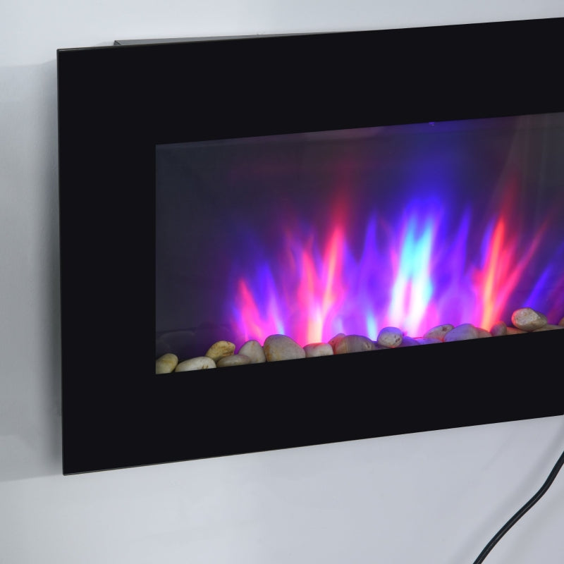 Wall Mounted Tempered Glass Electric Fireplace Heater-Black