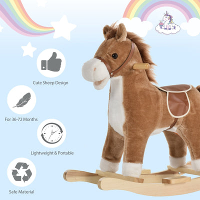 Kids Ride On Plush Rocking Horse w/ Sound