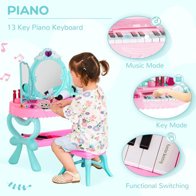 2 In 1 Kids Vanity Dressing Table Play Set , Pink