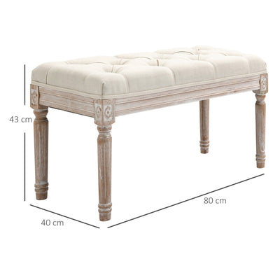 Bed End Stool Accent Bench- Beige