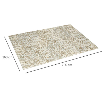 HOMCOM Beige Rug, Floral Pattern Area Rugs, Decorative Carpet for Living Room, Bedroom, Dining Room, 230 x 160cm