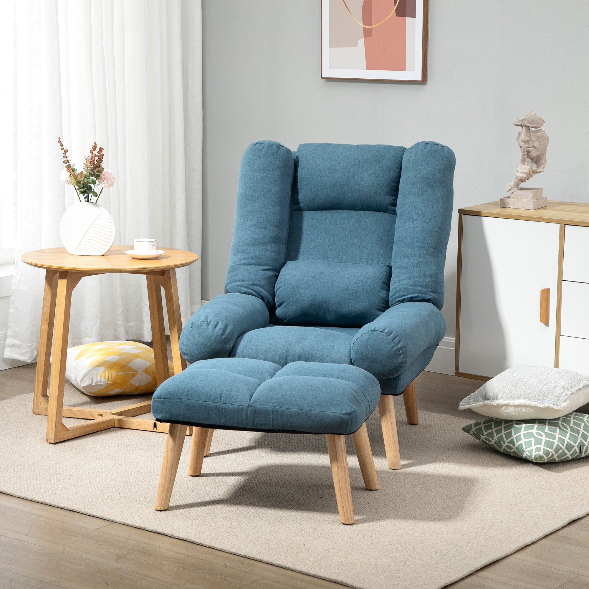 Linen chair deals and ottoman