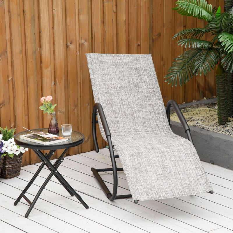 Outdoor Lounger With Headrest- Grey