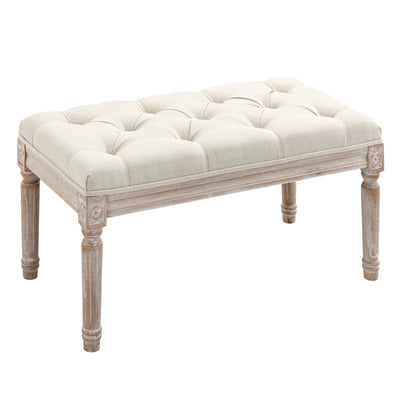 Bed End Stool Accent Bench- Beige