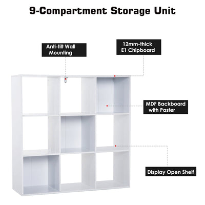 Wooden 9 Cube Storage Cabinet Unit 3 Tier