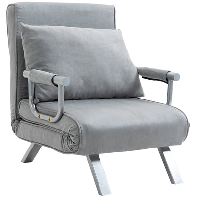 Suedette Adjustable Back Futon Sofa Chair - Grey