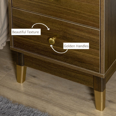 Two-Drawer Bedside Table, With Gold-Tone Accents