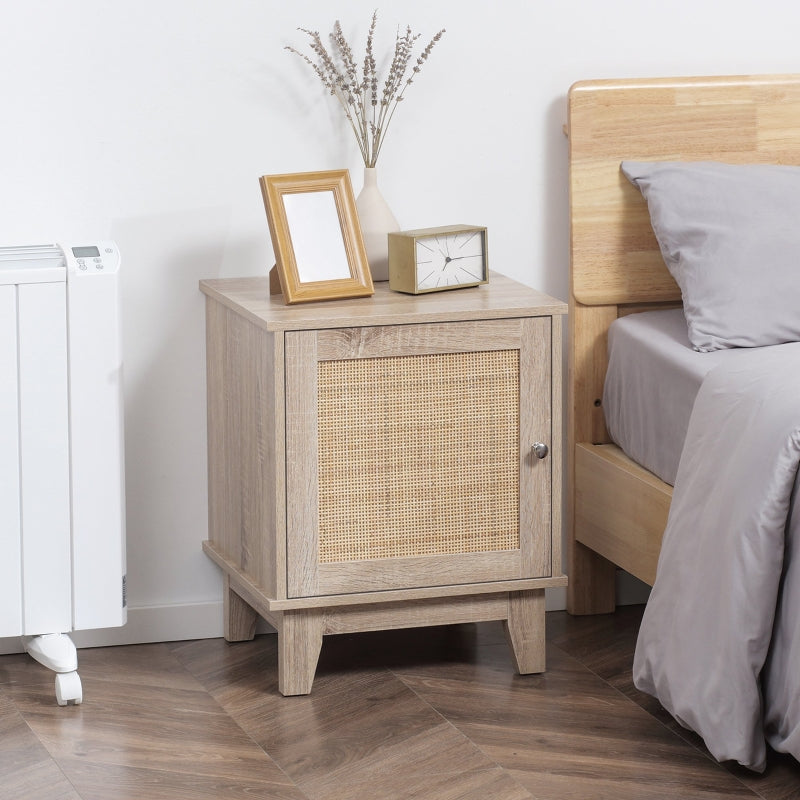 Nightstand, Bedside Table With Storage Cupboard, Natural