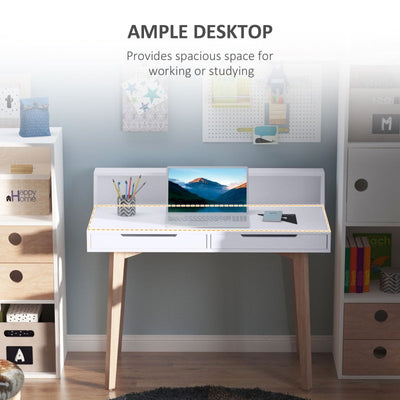 Scandinavian-Style Writing Desk, With Storage - White