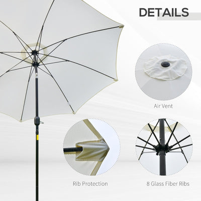 Outsunny 2.6M Umbrella Parasol-Cream White