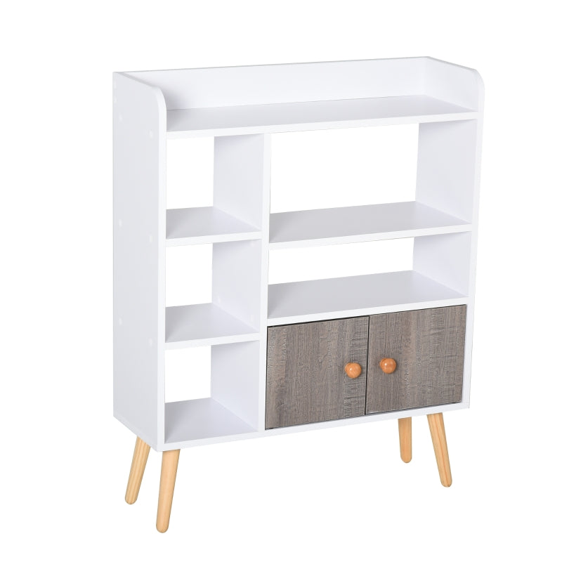 Multi-Shelf Modern Bookcase Freestanding Storage  White