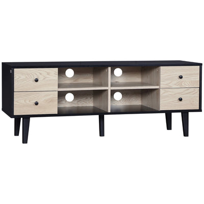 Black Boxy TV Stand, With Wood-Effect Drawers