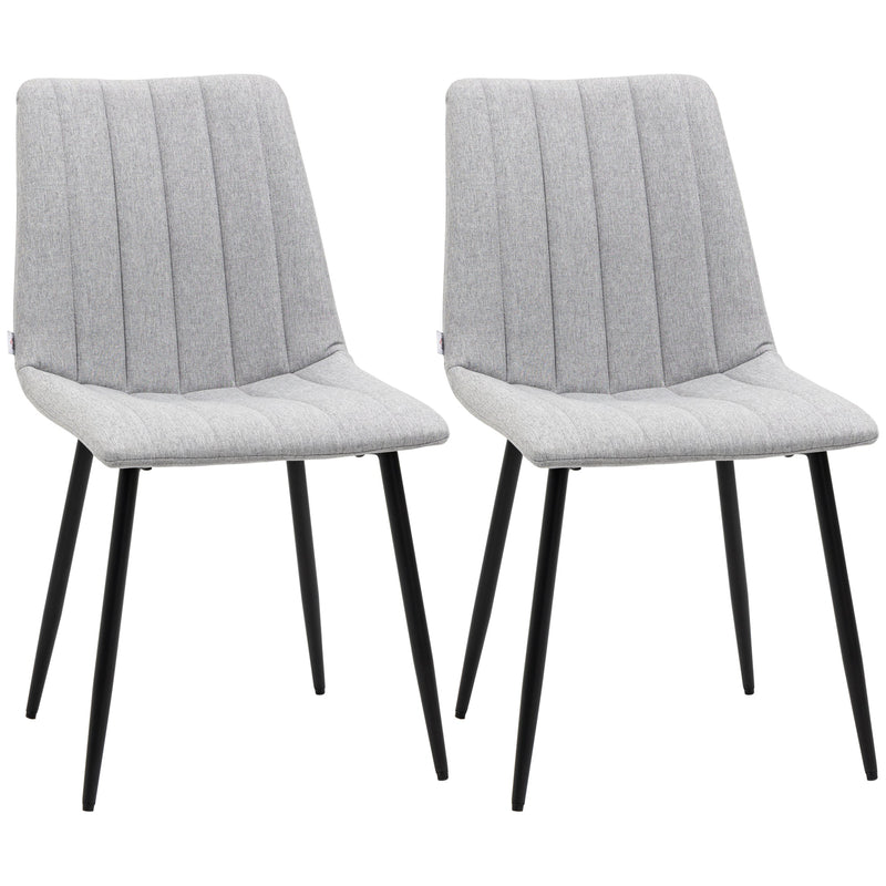 HOMCOM Dining Chairs Set of 2, Modern Kitchen Chairs with Linen-touch Upholstery and Steel Legs for Living Room, Bedroom, Grey