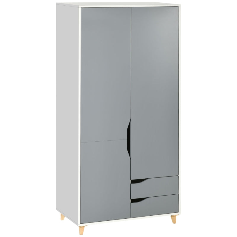 Wardrobe With 2 Doors, 2 Grey