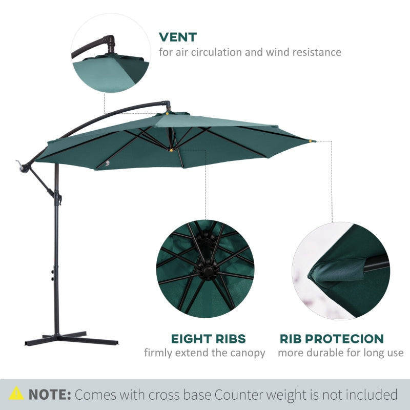 Garden Banana Parasol Hanging Cantilever Umbrella - Dark Green