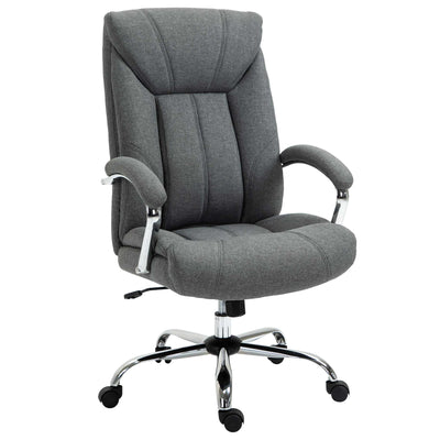 Vinsetto Home Office Chair Linen Fabric Computer Chair with Adjustable Height, Armrests, Swivel Wheels, Grey