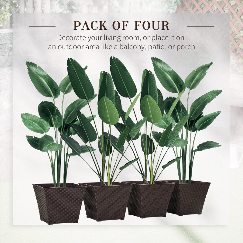 Outdoor Planter Pack Of 4- Brown