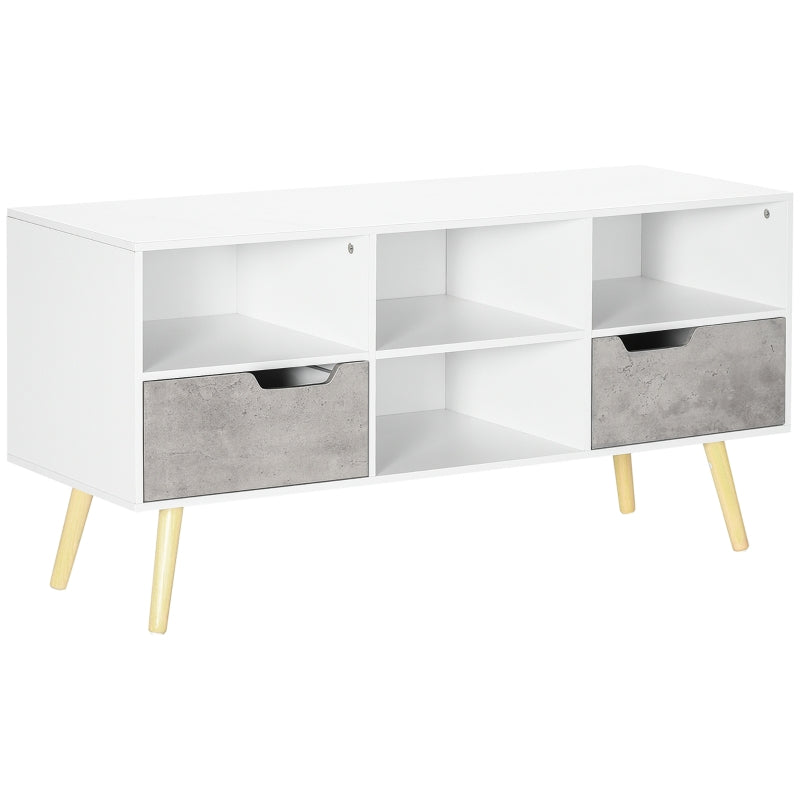 Boxy Six-Compartment TV Cabinet - White/Grey