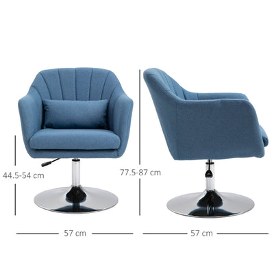 Swivel Base Accent Chair, With Pillow - Blue