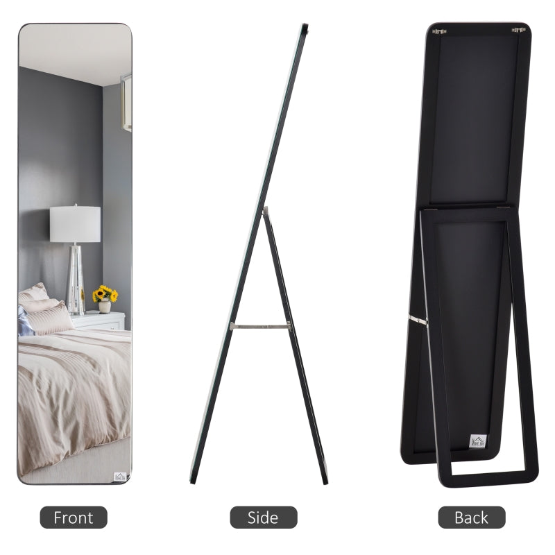 Full Length Mirror Floor Standing Wall Mount Dressing Bedroom Black