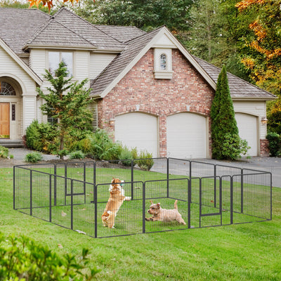 PawHut 16 Panels Heavy Duty Puppy Playpen, for Small and Medium Dogs, Indoor and Outdoor Use - Grey