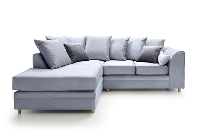 Chicago Velvet Corner Sofa - Silver Blue