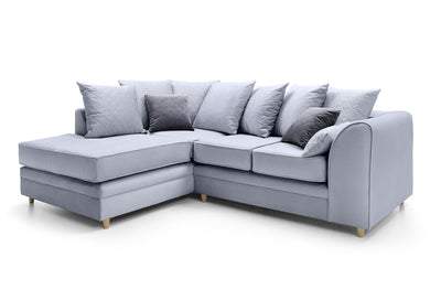 Chicago Velvet Corner Sofa - Silver Blue